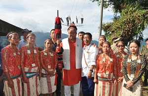 The Governor of Arunachal Pradesh Shri P.B. Acharya with Nocte Ladies in Kheti Village, near Khonsa in Tirap District on 30th August 2017